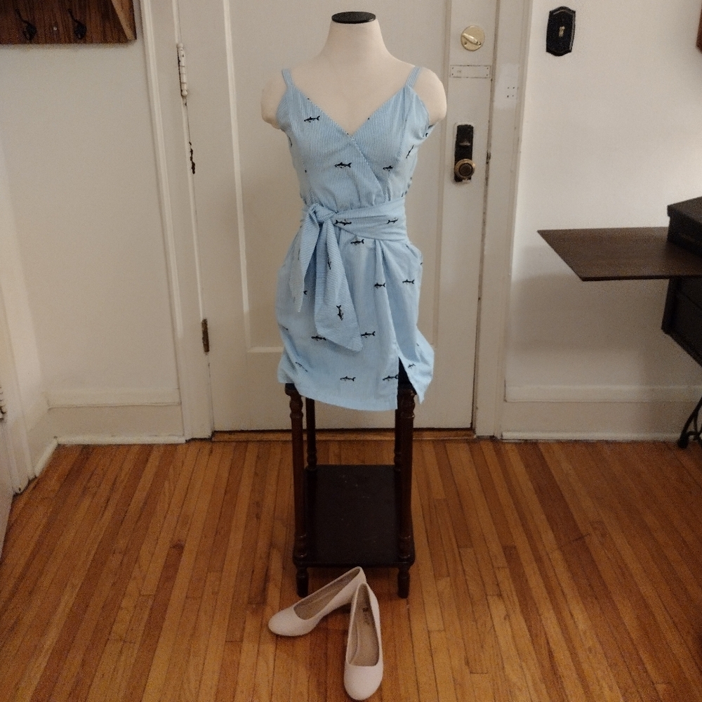 Vintage Handmade Seersucker Shark Dress